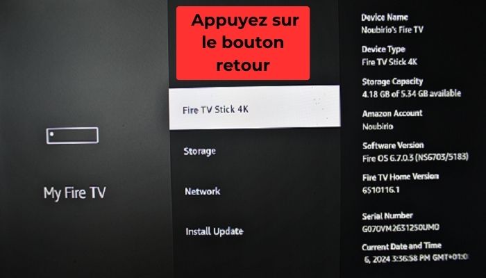 Appuyez sur le bouton de retour.

