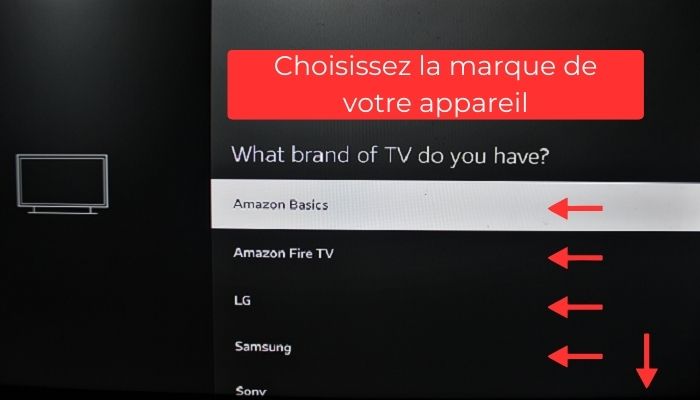 Sélectionnez votre TV