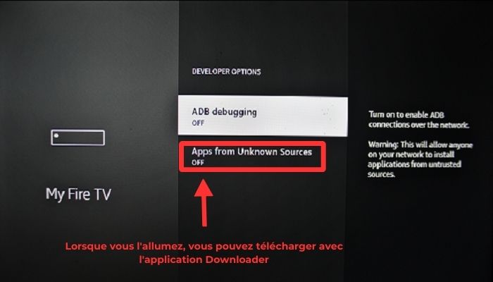 activer le téléchargement des applications Fire TV Stick