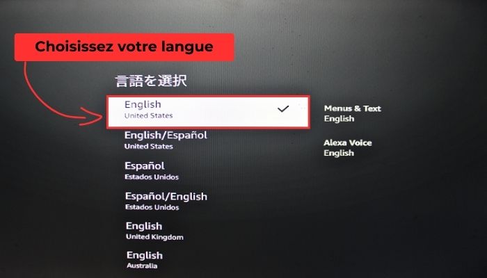 choisir la langue sur fire stick tv