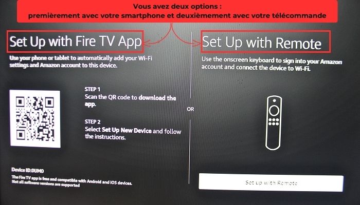 deux options configuration avec app ou telecommande