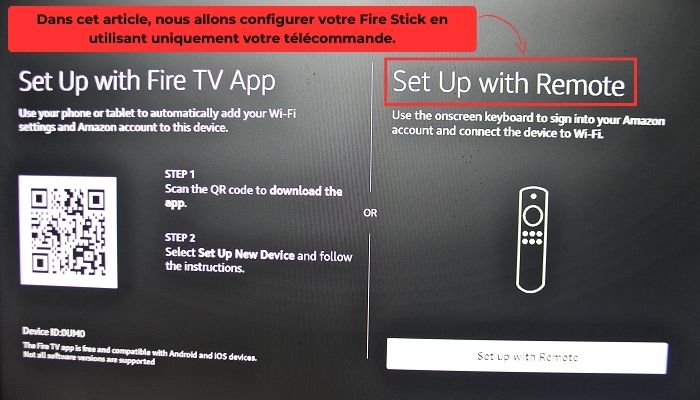  la télécommande pour configurer fire tv stick