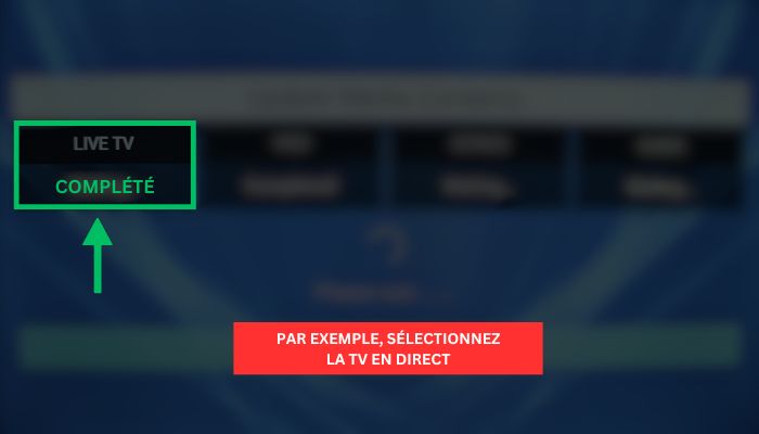 séléctionnez live tv